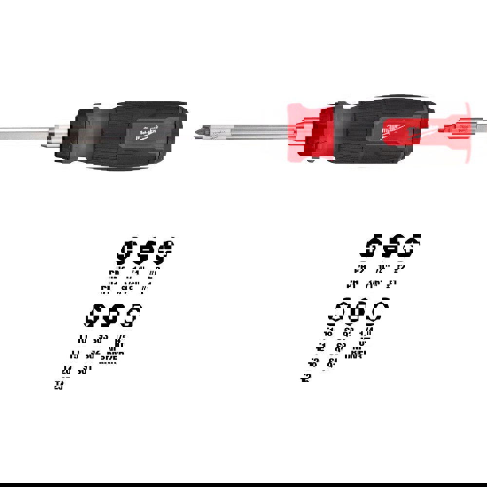 Bit Screwdrivers; Type: Multi-Bit Ratcheting Screwdriver ; Tip Type: Multi ; Drive Size (TXT): 1/4 ; Torx Size: T10, T15, T20, T25, T30 ; Phillips Point Size: Phillips:#0, #1, #2 & #3 ; Slotted Point Size: 1/4; 3/16; 7/32; 9/32